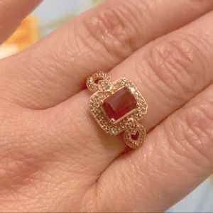 1.55ctw Mozambique Ruby and Rose Cut Diamonds Ring